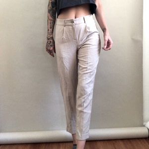 Mid rise tan cigarette pants